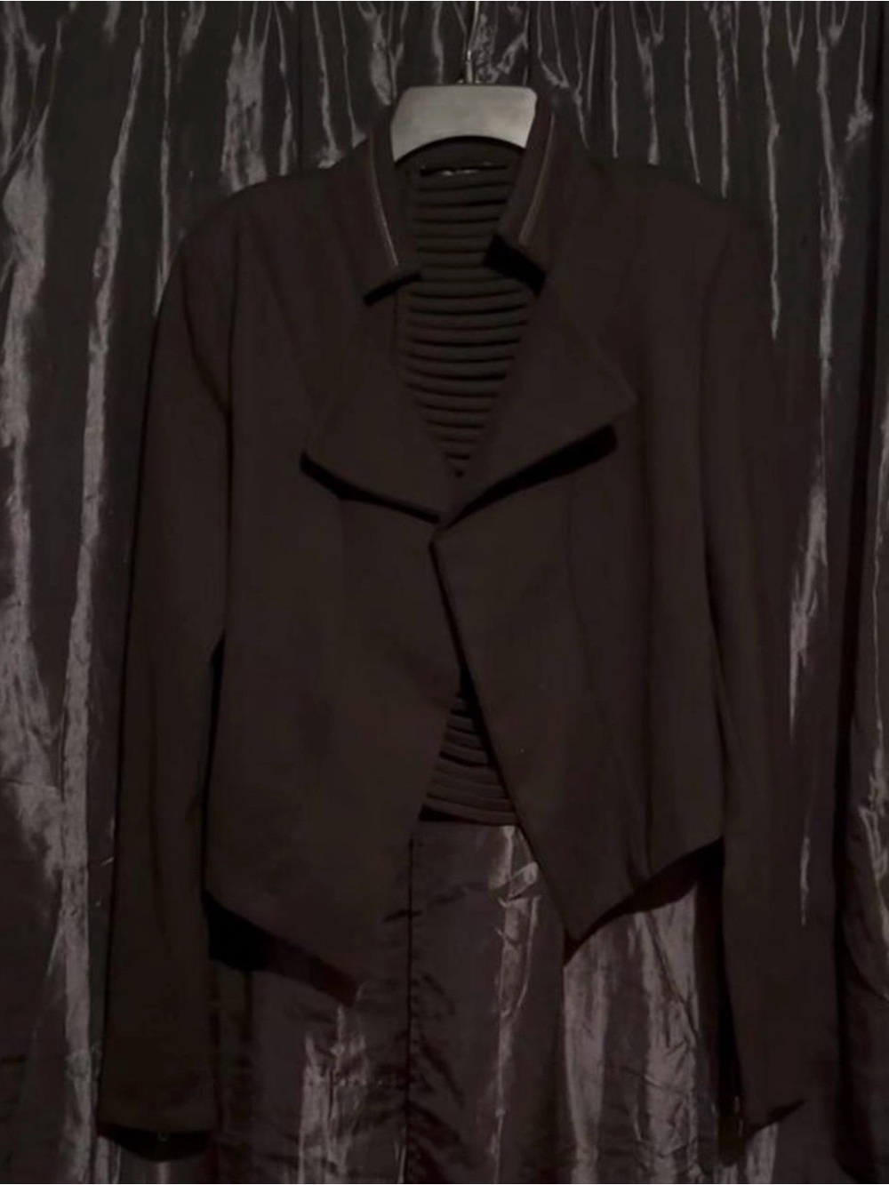 Women's Black Draped Open-Front Blazer